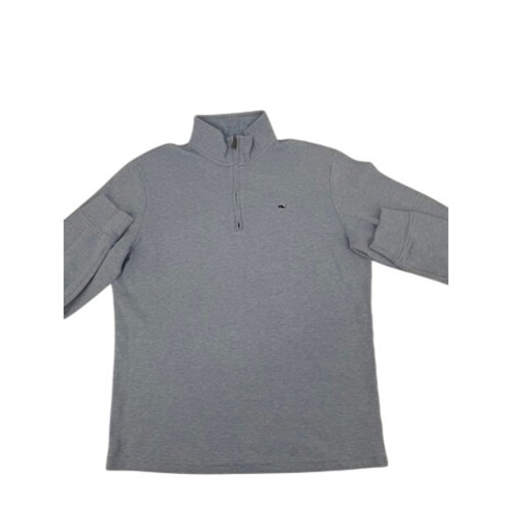 Vineyard Vines Sweaters - Vineyard Vines Quarter Zip Pullover Womens Large Light Blue Stripe Shep Shirt